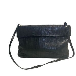 LUV. U.S.A.Women’s‎ Genuine Eel Skin Crossbody Handbag 9.5X3.5X14 Black